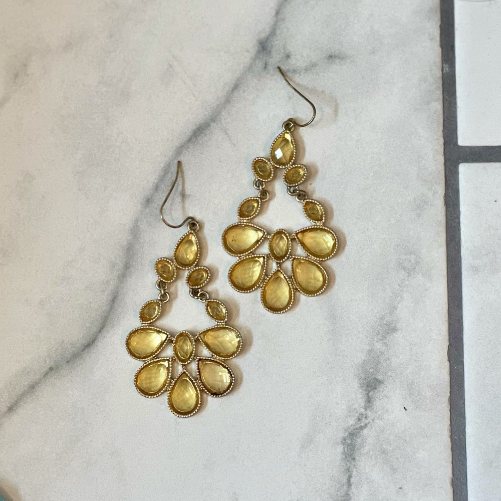 Yellow and gold chandelier earrings